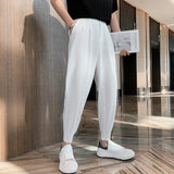 Aidase New Fashion Spring Summer Pants Men Tapered Bottom Slit Trousers Korean Style White Khaki Black Elastic Waist Casual Pants Man aidase-shop