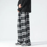 Aidase Vintage Color Plaid Pants Men's Loose Wide Leg Pants Autumn New Lazy Wind Straight-leg Leisure Trousers Male Jogger Sweatpant aidase-shop