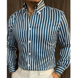 Aidase Luxury Men Striped Contrast Color Shirt Spring Men Long Sleeve Slim Shirt Social Party Dress Shirt Men Clothing Camisa aidase-shop