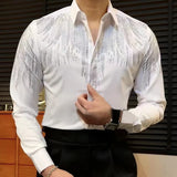 Aidase High Quality Long Sleeved Shirt Spring Hot Diamond Shirt For Men Casual Slim Fit Shirt Luxury Social Party Blouse Camisa Hombre aidase-shop