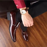 Aidase Social Shoe for Men Pointed Toe Office Patent Leather Bright Upper Dress Shoes Man Footwear Low Price Cheap Clearance Legitimate aidase-shop