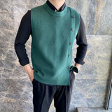 Aidase Men's Clothing Green Knit Sweater Male Crewneck Sleeveless Business Waistcoat Vest Round Collar Free Shipping Fashion 2023 Tops aidase-shop