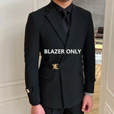 Aidase Solid Metal Buckle Decoration Blazer For Men Party Wedding Banquet Blazer Italian Designer Suit Jacket Slim Fit Blazer Homme aidase-shop