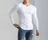 =Aidase Men Summer Slim Fit Fashion Long Sleeved Top Fitness Motion Hip Hop Streetwear Running And Fitness V Neck Trend Top aidase-shop