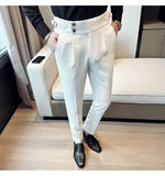 Aidase High Waisted Suit Pants for Men 2024 New Solid Color Formal Pantalones Hombre Casual Slim Fit Dress Pants Trousers Men Clothing aidase-shop