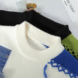 Aidase 2024 Patchwork Knitted Sweater Trend High Street Autumn Winter Warm Men's Tops Hip-hop Street Clothing Fishing Sports Pullover aidase-shop