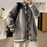 Aidase Knitted Sweaters for Men Blue Jacket Man Clothes Cardigan V Neck Coat Patchwork Spring Autumn A Japanese Harajuku Fashion Wool aidase-shop