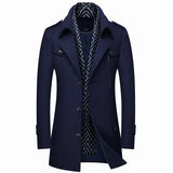 Aidase Winter Men Wool Coats New Fashion Middle Long Scarf Collar Cotton-Padded Thick Warm Woolen Coat Male Trench Coat Overcoat M-6Xl aidase-shop