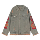 American Vintage Denim Jacket for Men Spring Heavy Industry Loose Letter Embroidery Coat Unisex Varsity Casual Baseball Outwear aidase-shop