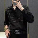 Aidase Fashion Zipper decorate Lapel Shirts Men Long Sleeve Streetwear Chemise Homme Fall Social Party Tuxedo Nightclub Clothing aidase-shop