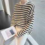 Aidase Tops Baggy T Shirts for Men Knit Male Clothes Hollowed Out Stripe Funny with Free Shipping Long Sleeve High Quality Brand New A aidase-shop