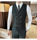 Aidase High Quality Double-Breasted Solid Men Vest Coat Korean Style Business Slim Fit Male Waistcoat Groom Wedding Dress Suit Vests aidase-shop