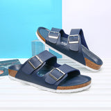 40.85Aidase New Summer Beach Vacation Cork Slippers Casual Double Buckle Non-slip Clogs Slides Man Women Slip on  Soft Sole Flats Shoes aidase-shop