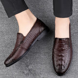 Aidase Men’s Casual Genuine Leather Shoes Brand Comfort Slip on Formal Business Loafers Men Crocodile Pattern Black Male Driving Shoes aidase-shop