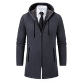 46.84Aidase Autumn Winter Mens Hooded Coat Brand New Solid Color Warm Thick Casual Windbreaker Jacket Fashion Mens Cardigan aidase-shop