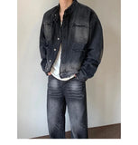 Aidase Men's Washed Denim Jackets Vintage Casual Short Jean Coat Retro Gradient Cardigan Spring Autumn New Cropped Outwear Streetwear aidase-shop