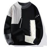 Aidase 2024 Patchwork Knitted Sweater Trend High Street Autumn Winter Warm Men's Tops Hip-hop Street Clothing Fishing Sports Pullover aidase-shop