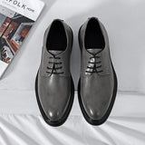 Aidase New Classic Mens Oxford Dress Shoes Black Gray Brown Genuine Leather Calfskin Men's Shoes Handmade Lace Up Formal Wedding Shoes aidase-shop