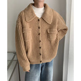 Aidase Winter Thick Cardigan Sweater Men Warm Fashion Short Sweater Coat Men Korean Loose Lapel Sweater Cardigan Men Jumper Clothes aidase-shop
