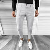 Aidase New Spring Men Casual Pants Streetwear Fashion Pure Color Mid Waist Slim Fit Pencil Pants For Male Vintage Pleated Suit Trouser aidase-shop