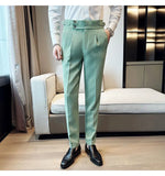 Aidase High Waisted Suit Pants for Men 2024 New Solid Color Formal Pantalones Hombre Casual Slim Fit Dress Pants Trousers Men Clothing aidase-shop