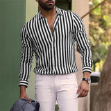 Men's Shirt Button Shirt Casual Shirt Black Red Coffee Color Long Sleeve Stripe Street Daily Clothing Fashionable Casual Comfort aidase-shop
