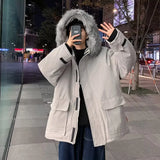 Winter New Thicken Oversized Parkas Men Streetwear Casual Fur Collar Cargo Jacket Mens Cotton Padded Jacket Warm Down Coats aidase-shop