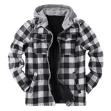 Aidase Mens Autumn And Winter Thick Coat Jackets Fashion Casual Plaid Fleece Pocket Hooded Zipper Buckle Coat Jacket Keep Warm Clothes aidase-shop