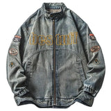 American Vintage Denim Jacket for Men Spring Heavy Industry Loose Letter Embroidery Coat Unisex Varsity Casual Baseball Outwear aidase-shop