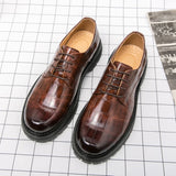 Aidase Spring Luxury Brand Designer Dress Shoes Men Shoes Thick Bottom Platform Casual Oxford Shoes Low Heel Lace-up Round Head Shoes aidase-shop