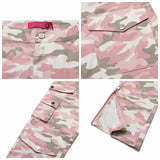 Aidase Fashion Streetwear Pink Camouflage Cargo Pants Hip Hop Multi-pocket Zip Up Trousers Flared Men Y2k Slim Fit Casual Pants Baggy