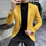 Aidase men's winter outfits Spring Suede Suit Jacket Men Casual Business Slim Fit Blazer Deerskin Leather Jacket Men Wedding Street Wear Social Coat aidase-shop