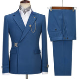 Aidase Elegant Luxury Solid Color Business Men's Suit Two Pieces Metal Buckle Male Formal Occasions Blazers and Pants