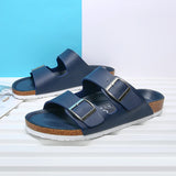 40.85Aidase New Summer Beach Vacation Cork Slippers Casual Double Buckle Non-slip Clogs Slides Man Women Slip on  Soft Sole Flats Shoes aidase-shop