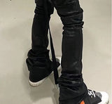 =Aidase Spring Autumn Personalized Slim Jeans Men's Dark Black Casual High Street Niche Micro-flared Pants Men Trousers Male Clothes aidase-shop