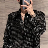 Aidase Mens Y2k Sequin Shoulder Pad Jacket Nightclub Personality Temperament Fashion Youth Long-Sleeve Performance Costumes 2024 Summer aidase-shop