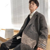 Aidase Long Winter Men's Coat Houndstooth Warm Wool Men's Long Coat Long Jackets For Winter Men 2024 New Korean Reviews Clothes aidase-shop