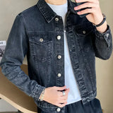 Aidase Men's Denim Jacket Wide Shoulders Male Jean Coats Autumn Blue Fast in Lowest Price Trendy Outwear Original One Piece New aidase-shop