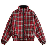 Aidase Vintage Double-sided Jacket Parka Men Women Cropped Plaid winter Thicken Stand Collar Loose Coat Street Outwear Lightweight New aidase-shop