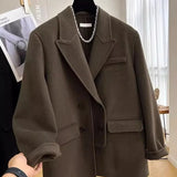 Aidase Korean Style Casual Blazer Men Women 2024 Autumn Winter New Fashion Versatile Loose Solid Color Woolen Coat aidase-shop