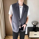 Aidase Suit Vest Men Slim Fit Fashion Social Mens Dress Vest Korean Business Casual Solid Color Vest Mens Office Formal Vest S-3XL aidase-shop