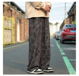 Aidase Summer Casual Pants Elastic Waist Straight Wide Leg Printed Pants Baggy Japanese Lightweight Trousers aidase-shop