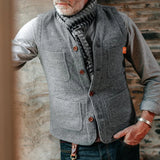 Aidase Vintage Waistcoats Mens Sleeveless V Neck Single Breasted Vest Jacket For Men Spring Fashion Patchs Pockets Design Vest Coat Man aidase-shop