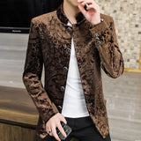 Aidase Luxury Velvet Standing Collar Suit Jacket for Men Autumn Winter Chinese Style Blazers Slim Fit Casual Business Blazer Masculino aidase-shop