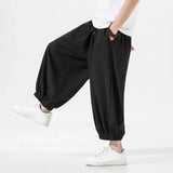 Spring Summer Men's Hip Hop Retro Haren Pants Japanese Trendy Casual Wild Large Size Harajuku Solid Color Jogger Casual Pants aidase-shop