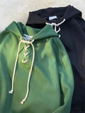 Men Green Harajuku Fleece Hooded Hoodie 2022 Mens Winter Japanese Streetwear Sweatshirts Male Vintage Solid Hoodies aidase-shop