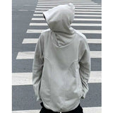 Aidase Harajuku Hoodies Men Women High Street Single Breasted Hooded Pullover Autumn Vibe Style Hip Hop Loose Sweatshirt Solid Color aidase-shop