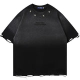 Aidase Ripped T Shirts Metal Star Tee Emrboidery Vintage Loose Tshirt 2024 Men Harajuku Streetwear Oversized Hip Hop T-shirt aidase-shop