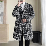 Aidase British Style Jacquard Pattern Trench Coat Men Autumn Winter Mens Medium Long Coat Business Casual Streetwear Windbreaker aidase-shop