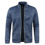 Autumn Winter Men's Zipper Knit Long Sleeves Thin Cashmere Fashion Top Sweater Coat aidase-shop